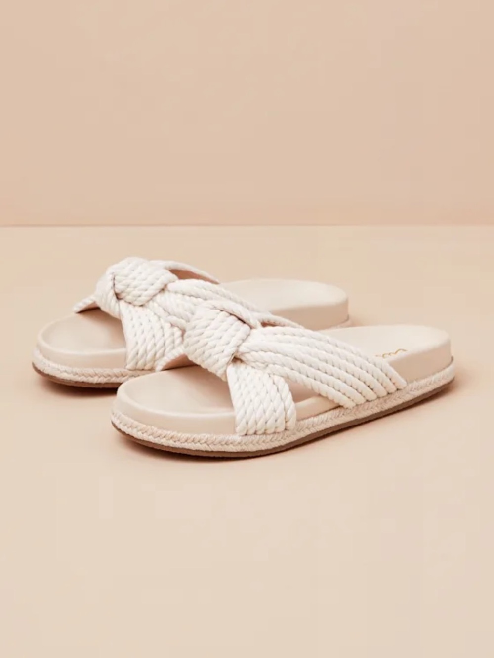 Cream Braided Knot Slide Sandals NWT